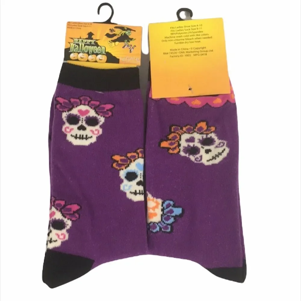 LeGale Skull Crew Socks, 1 Pair, Purple